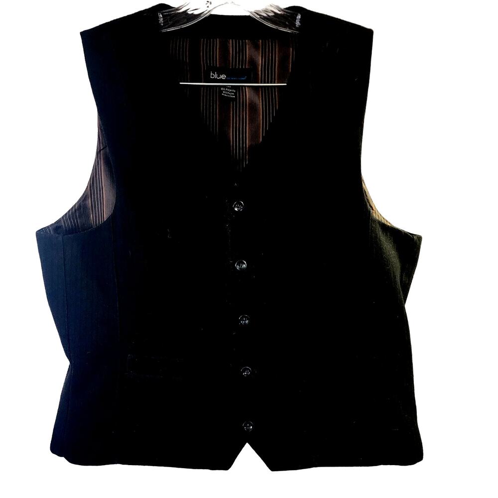 Blue Pronto Uomo Men's Ribbed Black Whimsigoth Vest Medium